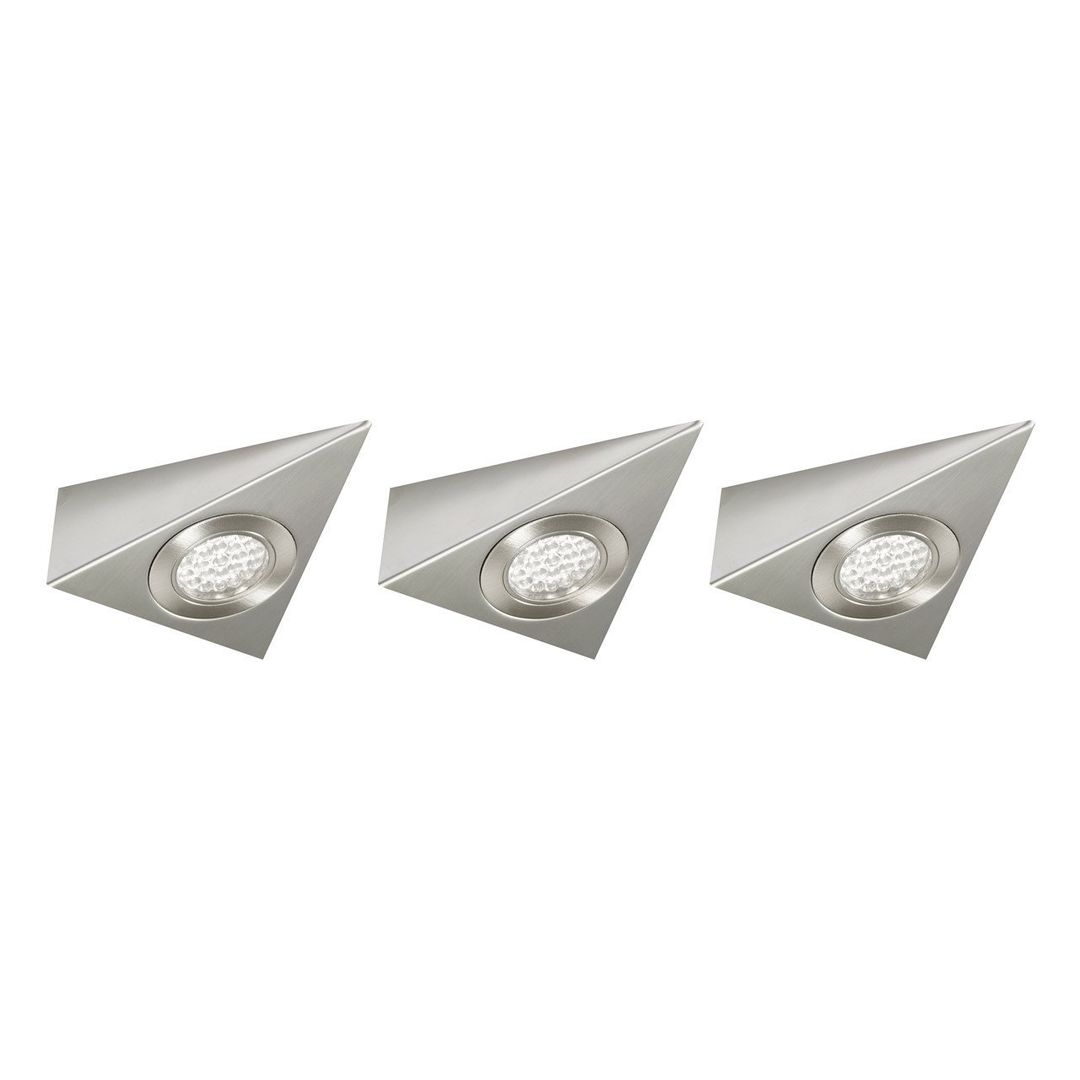 nxt gen LED Under Cabinet Light 1.8W Georgia Triangle Daylight 6000K in Brushed Nickel (3 Pack) - Image 1