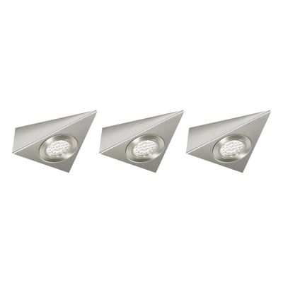 nxt gen LED Under Cabinet Light 1.8W Georgia Triangle Daylight 6000K in Brushed Nickel (3 Pack)