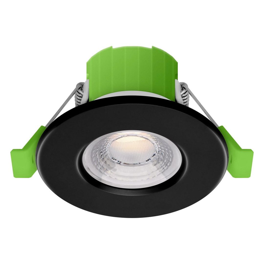 nxt gen LED Downlight 6W (50W Eqv) CCT Dim Tri-Colour CCT Prismatic Black Fire Rated NovaLite Recessed Spotlight 60° Lights - Image 1