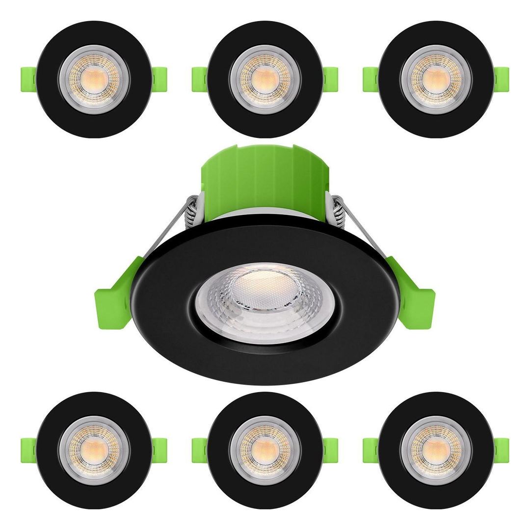 6-Pack nxt gen LED Downlight 6W Dim CCT Tri-Colour CCT Prismatic Black Fire Rated NovaLite Spot Lights Recessed Spotlight bathroom lighting 60° - Image 1