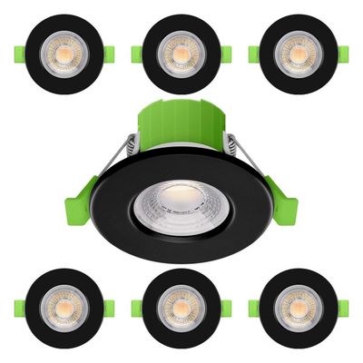 6-Pack nxt gen LED Downlight 6W Dim CCT Tri-Colour CCT Prismatic Black Fire Rated NovaLite Spot Lights Recessed Spotlight bathroom lighting 60°