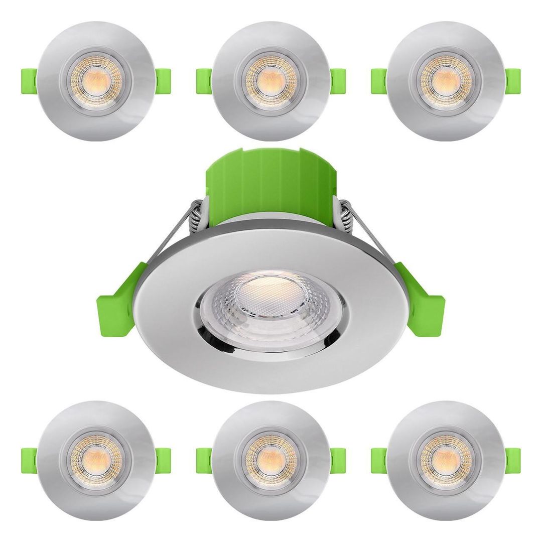 6-Pack nxt gen LED Downlight 6W Dim CCT Tri-Colour CCT Prismatic Chrome Fire Rated NovaLite Spot Lights Recessed Spotlight bathroom lighting 60° - Image 1