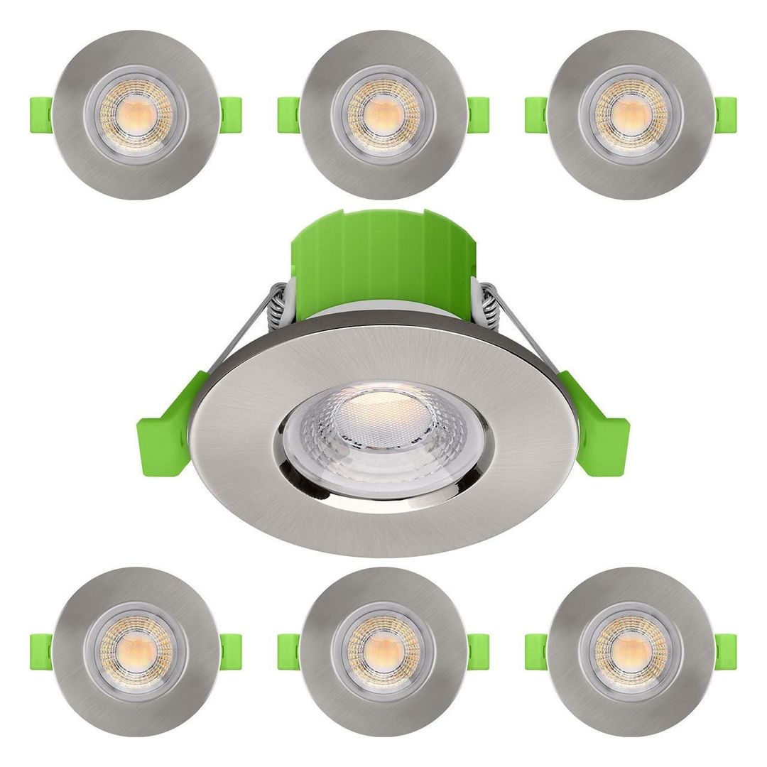 6-Pack nxt gen LED Downlight 6W Dim CCT Tri-Colour CCT Prismatic Satin Nickel Fire Rated NovaLite Spot Lights Recessed Spotlight bathroom lighting - Image 1