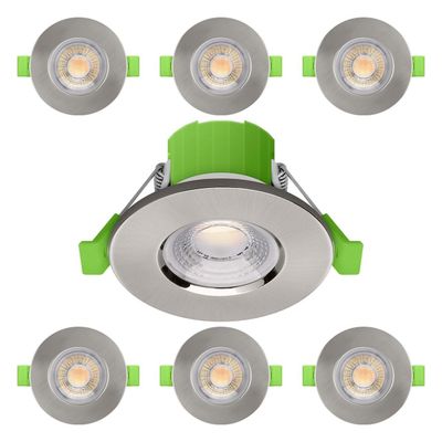 6-Pack nxt gen LED Downlight 6W Dim CCT Tri-Colour CCT Prismatic Satin Nickel Fire Rated NovaLite Spot Lights Recessed Spotlight bathroom lighting