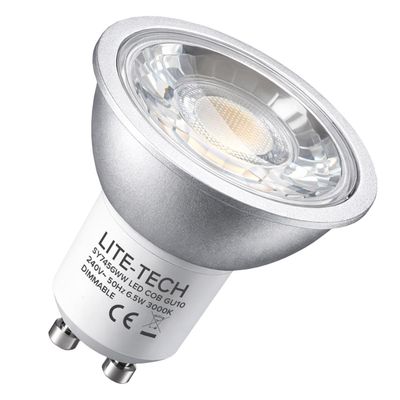 Lite-Tech GU10 Spotlight LED Light Bulb 6.5W (50W Eqv) Dim Warm White Halogen Replacement Twist and Lock