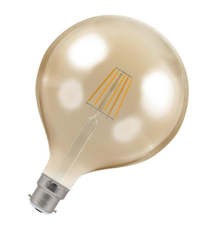 Crompton Globe LED G125 Light Bulb B22 7.5W (60W Eqv) Dim Extra Warm White Antique Filament Bayonet Vintage Large - Image 1