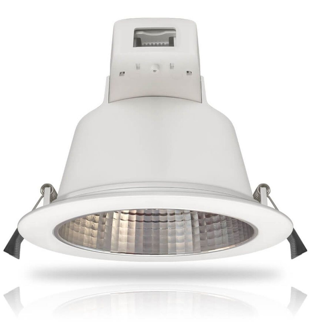 Phoebe LED Downlight 18W Dimmable Plato Tri-Colour CCT 90° White IP54 - Image 1