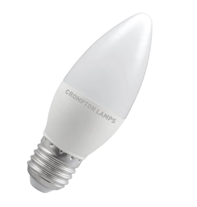 Crompton Candle LED Light Bulb E27 4.9W (40W Eqv) Cool White Opal Screw Thermal Plastic Frosted - Image 1