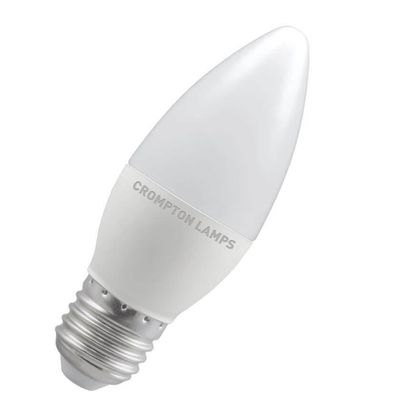 Crompton Candle LED Light Bulb E27 4.9W (40W Eqv) Cool White Opal Screw Thermal Plastic Frosted