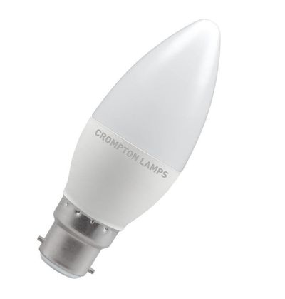 Crompton Candle LED Light Bulb B22 4.9W (40W Eqv) Daylight Opal Bayonet Thermal Plastic Frosted