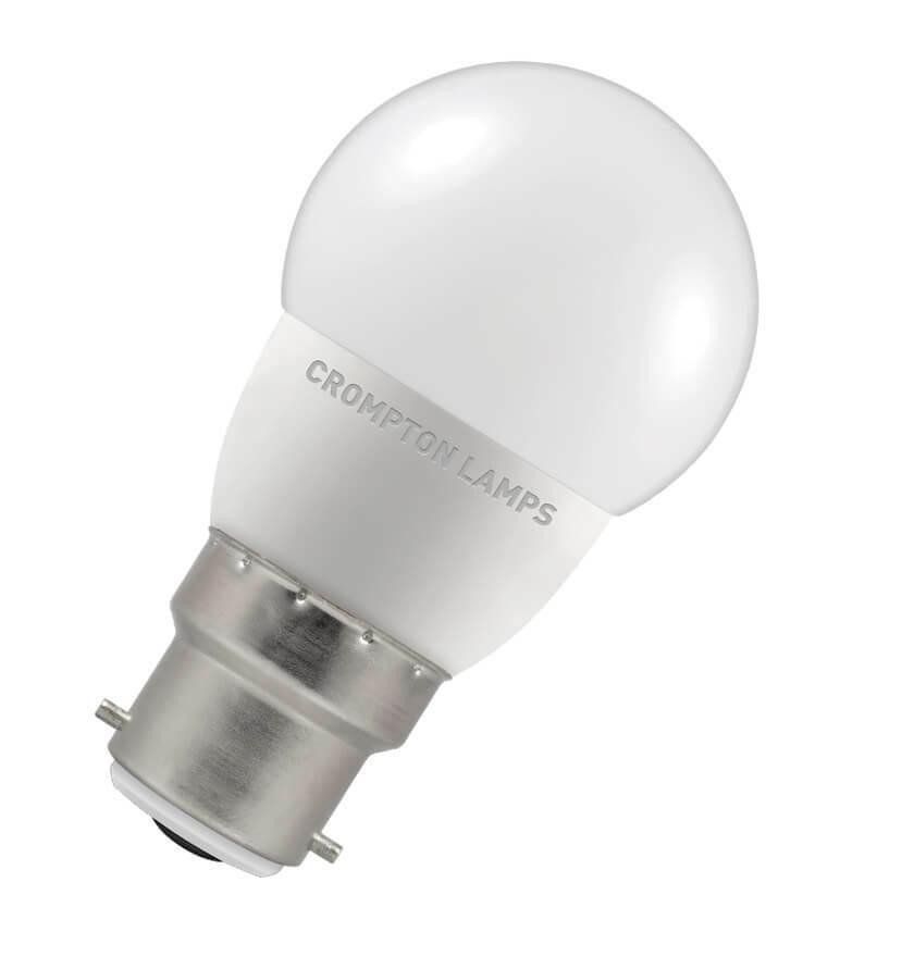 Crompton Golfball LED Light Bulb B22 4.9W (40W Eqv) Cool White Opal Round Bayonet Frosted - Image 1