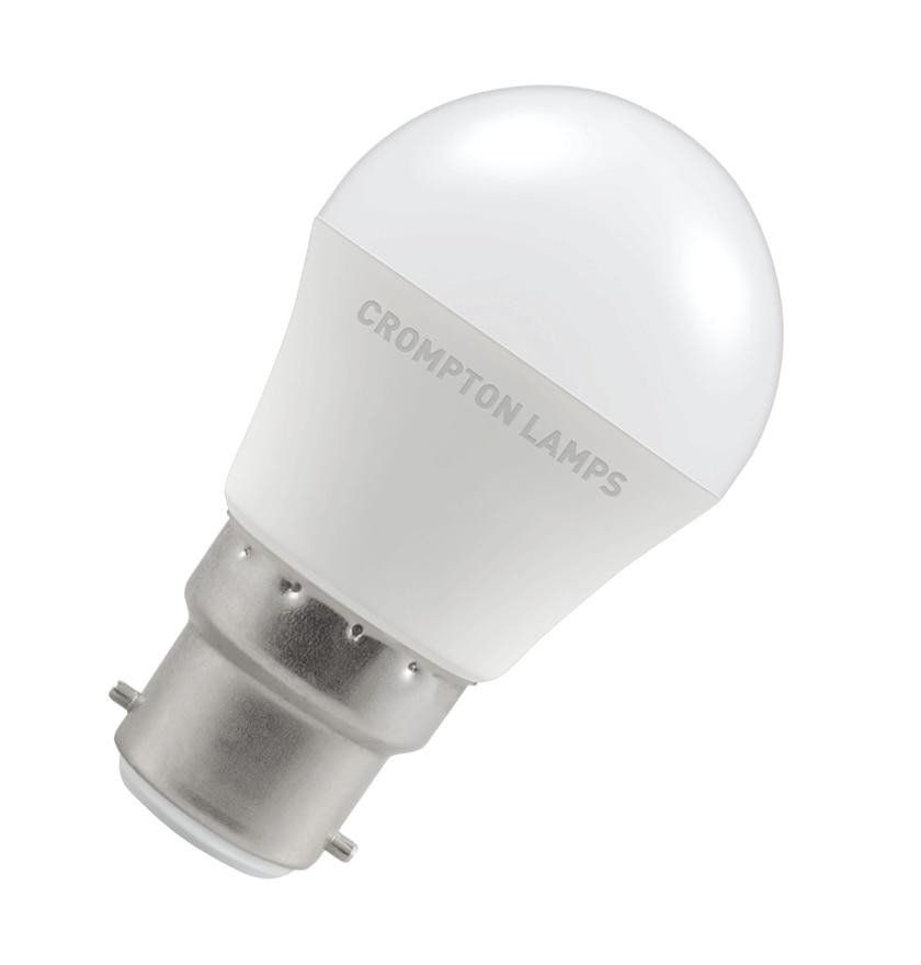 Crompton Golfball LED Light Bulb B22 4.9W (40W Eqv) Daylight Opal Round Bayonet Frosted - Image 1