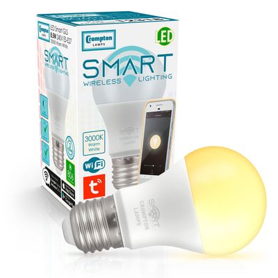 Crompton GLS LED Smart WiFi Light Bulb E27 8.5W Dimmable Warm White Opal Screw Amazon Alexa TUYA