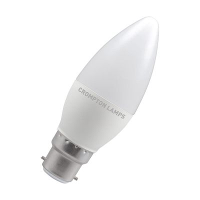 Crompton Candle LED Light Bulb B22 5W (40W Eqv) Dim Cool White Opal Bayonet Thermal Plastic Frosted