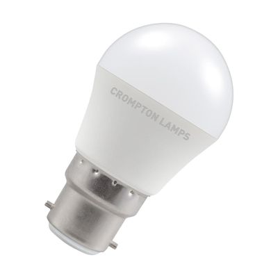 Crompton Golfball LED Light Bulb B22 5W (40W Eqv) Dim Cool White Opal Round Bayonet Frosted