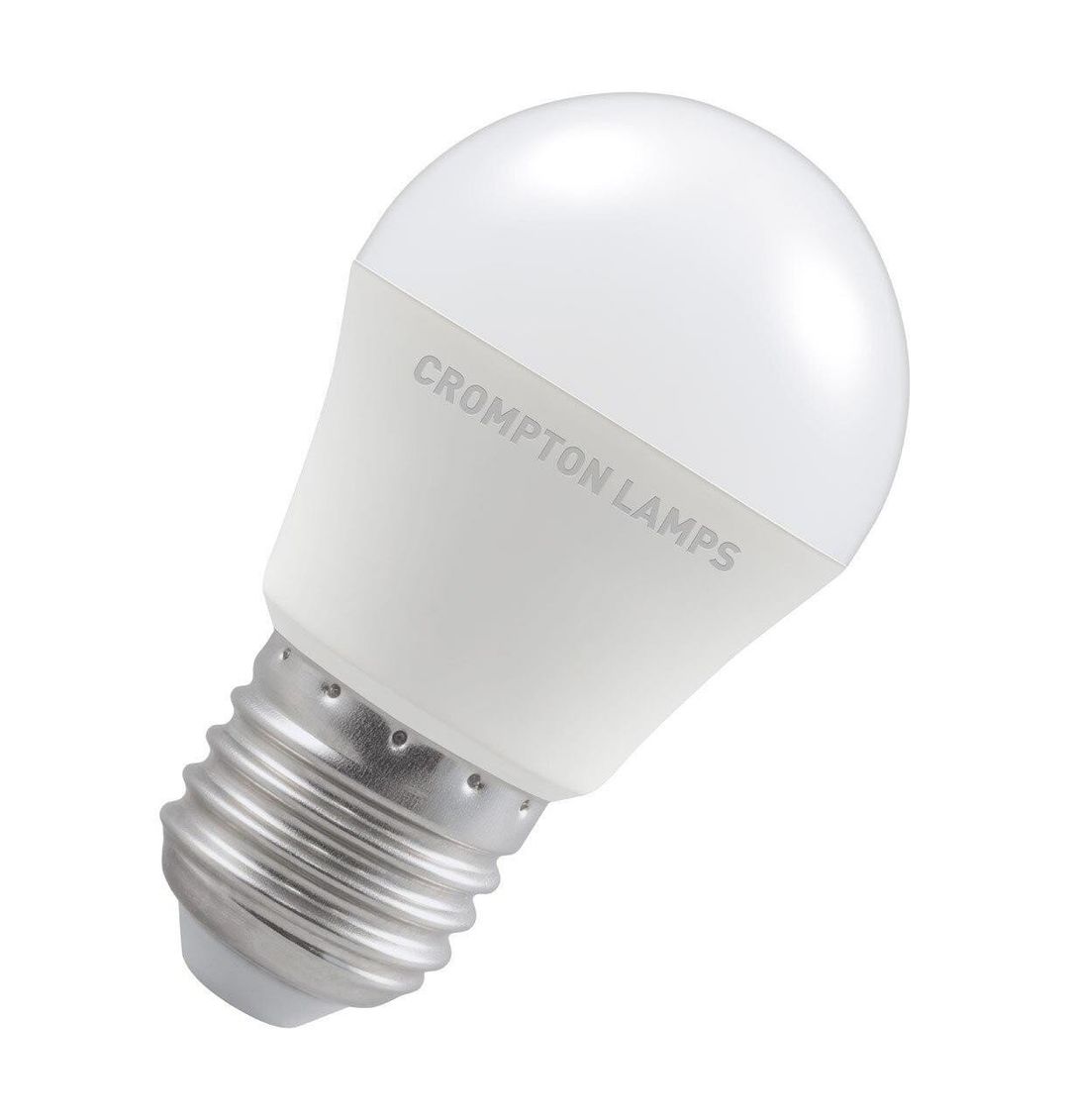 Crompton Golfball LED Light Bulb E27 5W (40W Eqv) Dim Cool White Opal Round Screw Frosted - Image 1