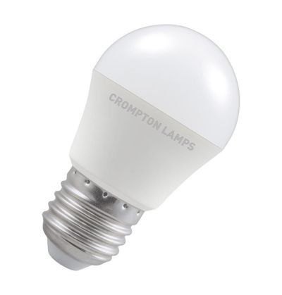 Crompton Golfball LED Light Bulb E27 5W (40W Eqv) Dim Cool White Opal Round Screw Frosted