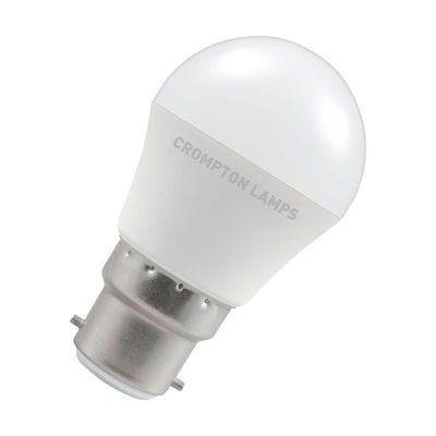 Crompton Golfball LED Light Bulb B22 5W (40W Eqv) Dim Daylight Opal Round Bayonet Frosted