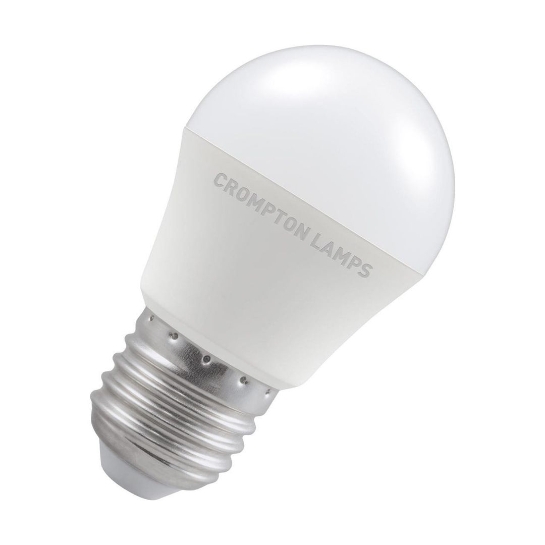 Crompton Golfball LED Light Bulb E27 5W (40W Eqv) Dim Daylight Opal Round Screw Frosted - Image 1