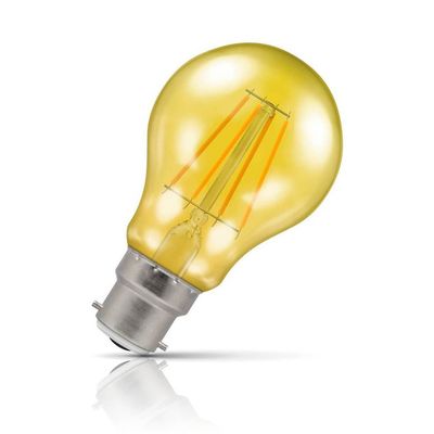 Crompton Lamps LED GLS Light Bulb B22 4.5W Harlequin Yellow Bayonet Coloured Translucent