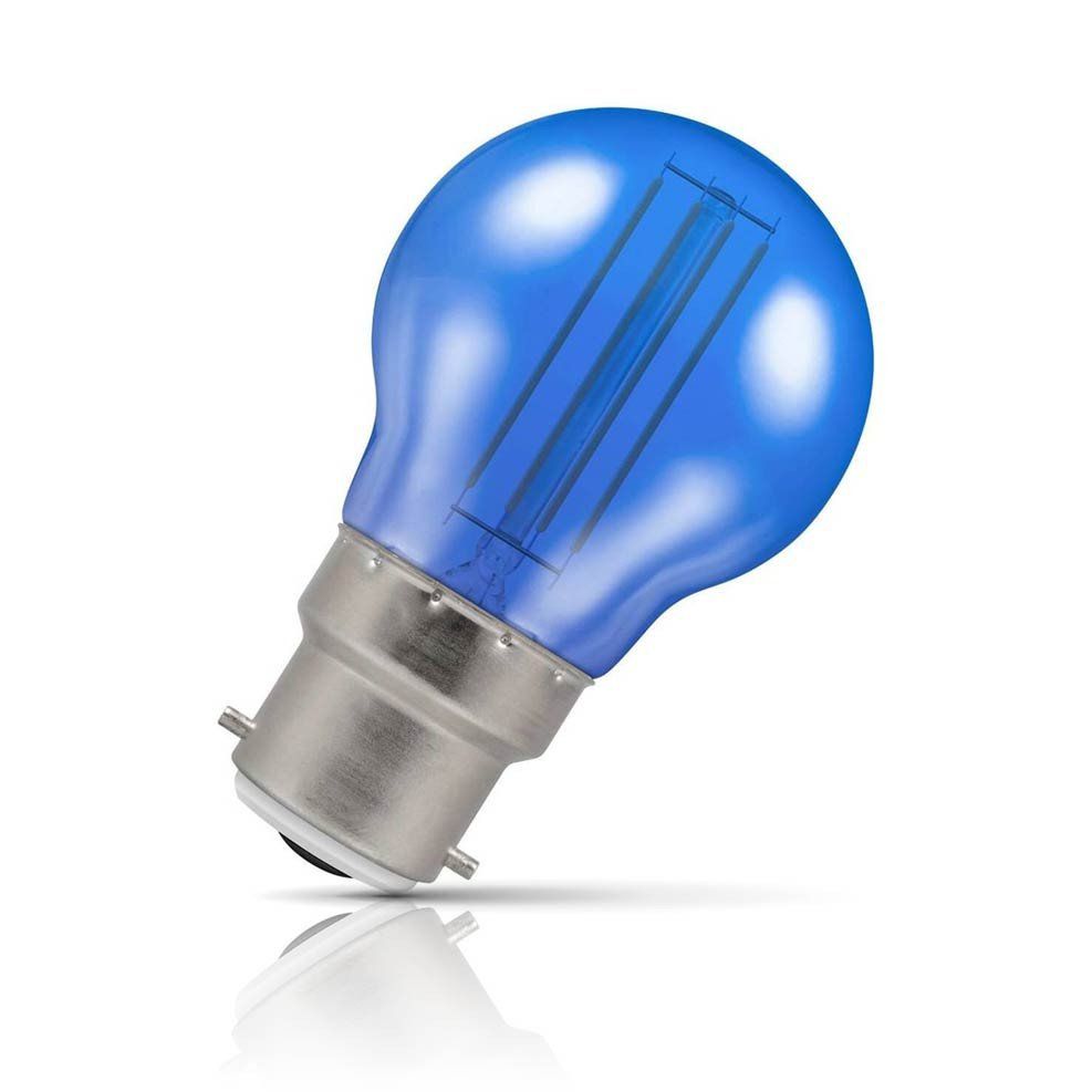 Crompton Lamps LED Golfball Light Bulb B22 4.5W Harlequin Blue Round Bayonet Coloured Translucent - Image 1