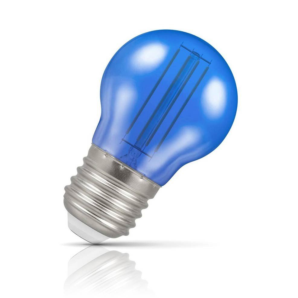 Crompton Lamps LED Golfball Light Bulb E27 4.5W Harlequin Blue Round Screw Coloured Translucent - Image 1