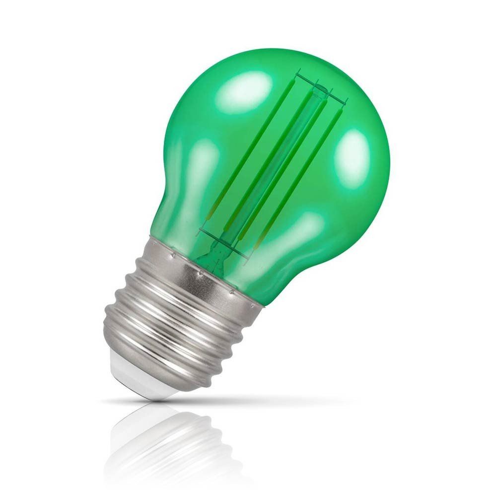 Crompton Lamps LED Golfball Light Bulb E27 4.5W Harlequin Green Round Screw Coloured Translucent - Image 1