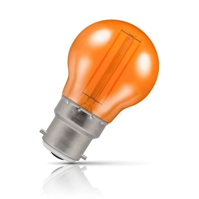 Crompton Lamps LED Golfball Light Bulb B22 4.5W Harlequin Orange Round Bayonet Coloured Translucent