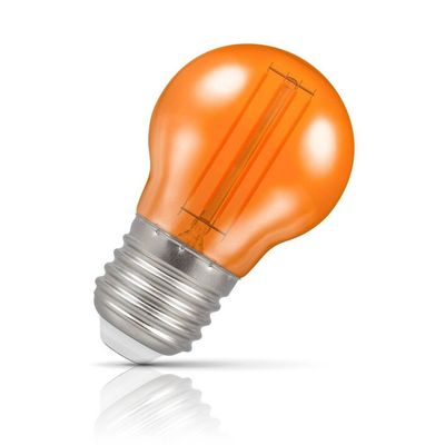 Crompton Lamps LED Golfball Light Bulb E27 4.5W Harlequin Orange Round Screw Coloured Translucent
