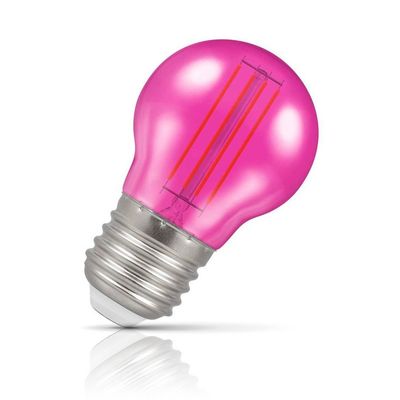 Crompton Lamps LED Golfball Light Bulb E27 4.5W Harlequin Pink Round Screw Coloured Translucent