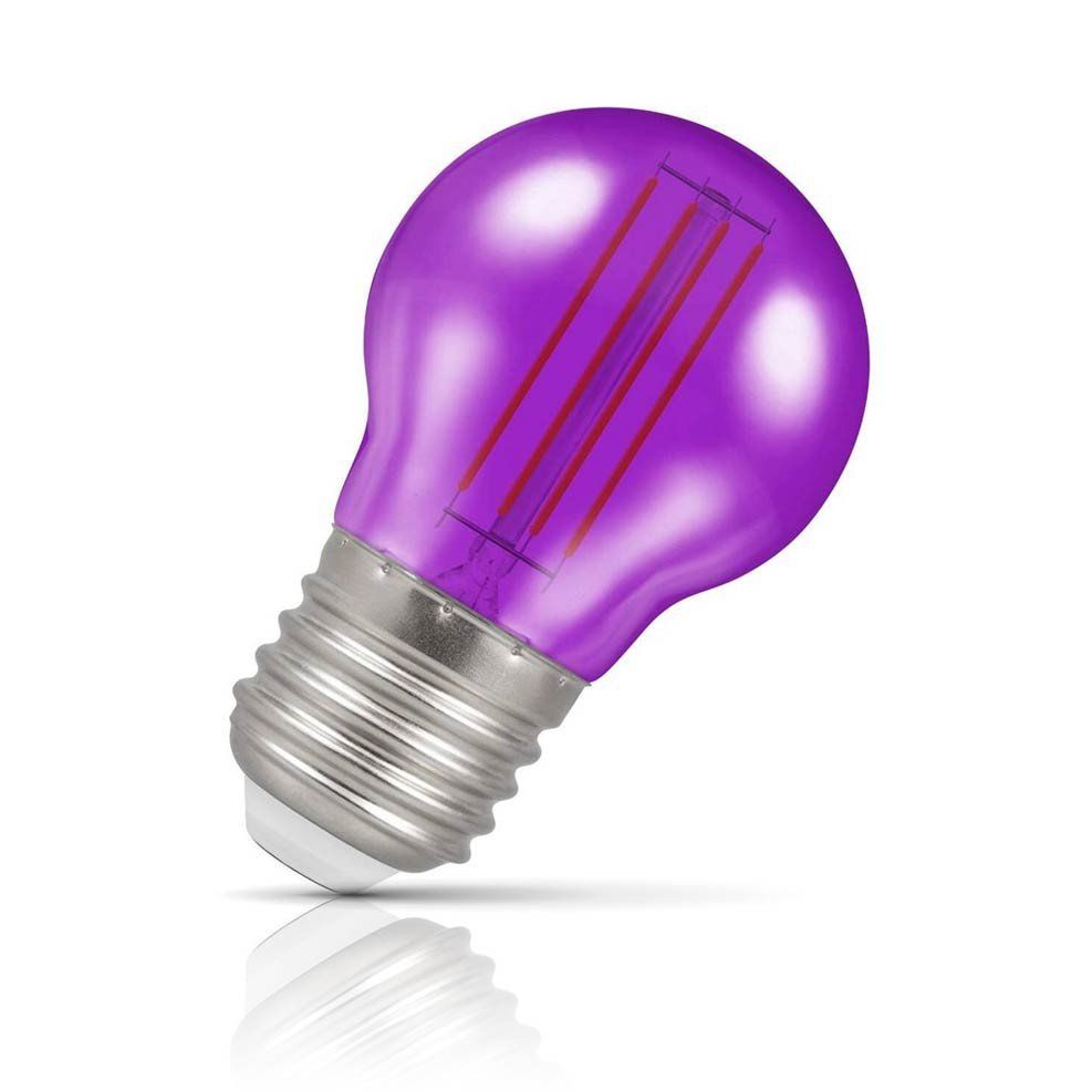 Crompton Lamps LED Golfball Light Bulb E27 4.5W Harlequin Purple Round Screw Coloured Translucent - Image 1