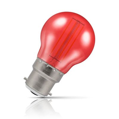 Crompton Lamps LED Golfball Light Bulb B22 4.5W Harlequin Red Round Bayonet Coloured Translucent