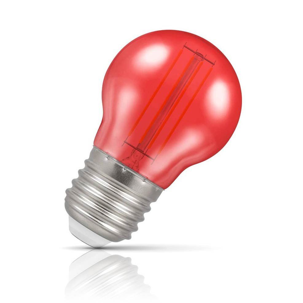 Crompton Lamps LED Golfball Light Bulb E27 4.5W Harlequin Red Round Screw Coloured Translucent - Image 1