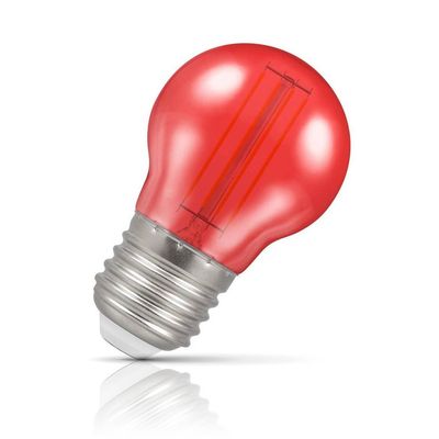 Crompton Lamps LED Golfball Light Bulb E27 4.5W Harlequin Red Round Screw Coloured Translucent