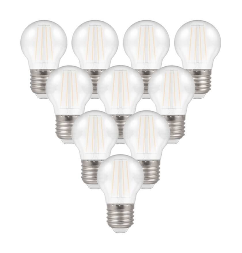 10-Pack Crompton Golfball LED Festoon Light Bulbs E27 4.5W (25W Eqv) White Translucent Harlequin Round Screw Coloured Outdoor - Image 1