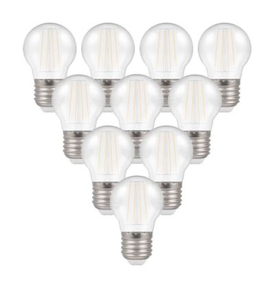 10-Pack Crompton Golfball LED Festoon Light Bulbs E27 4.5W (25W Eqv) White Translucent Harlequin Round Screw Coloured Outdoor