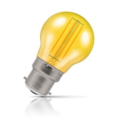 Crompton Lamps LED Golfball Light Bulb B22 4.5W Harlequin Yellow Round Bayonet Coloured Translucent