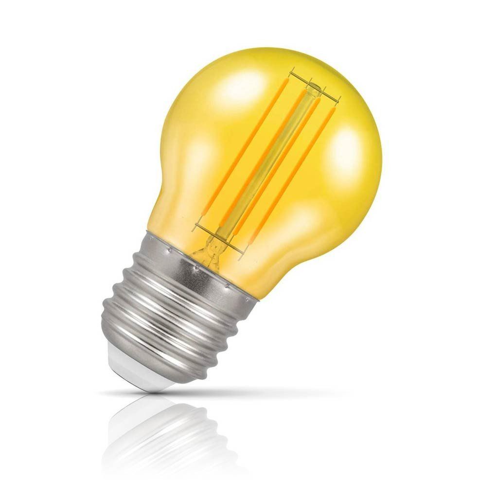 Crompton Lamps LED Golfball Light Bulb E27 4.5W Harlequin Yellow Round Screw Coloured Translucent - Image 1