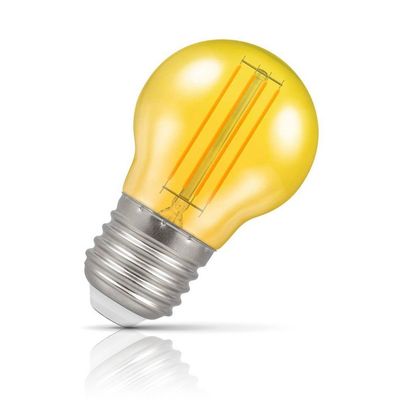 Crompton Lamps LED Golfball Light Bulb E27 4.5W Harlequin Yellow Round Screw Coloured Translucent