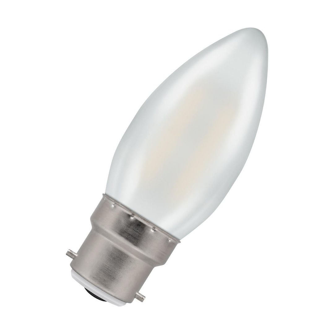 Crompton Candle LED Light Bulb B22 2.5W (25W Eqv) Dim Cool White Pearl Filament Bayonet Frosted - Image 1