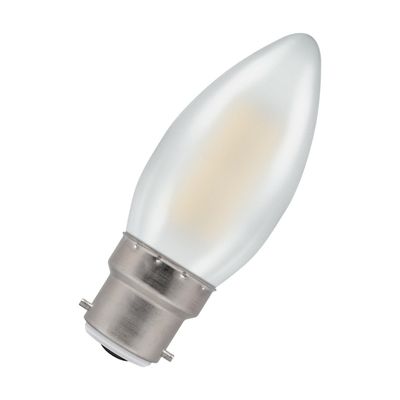 Crompton Candle LED Light Bulb B22 5W (40W Eqv) Dimmable Cool White Pearl Filament Bayonet Frosted