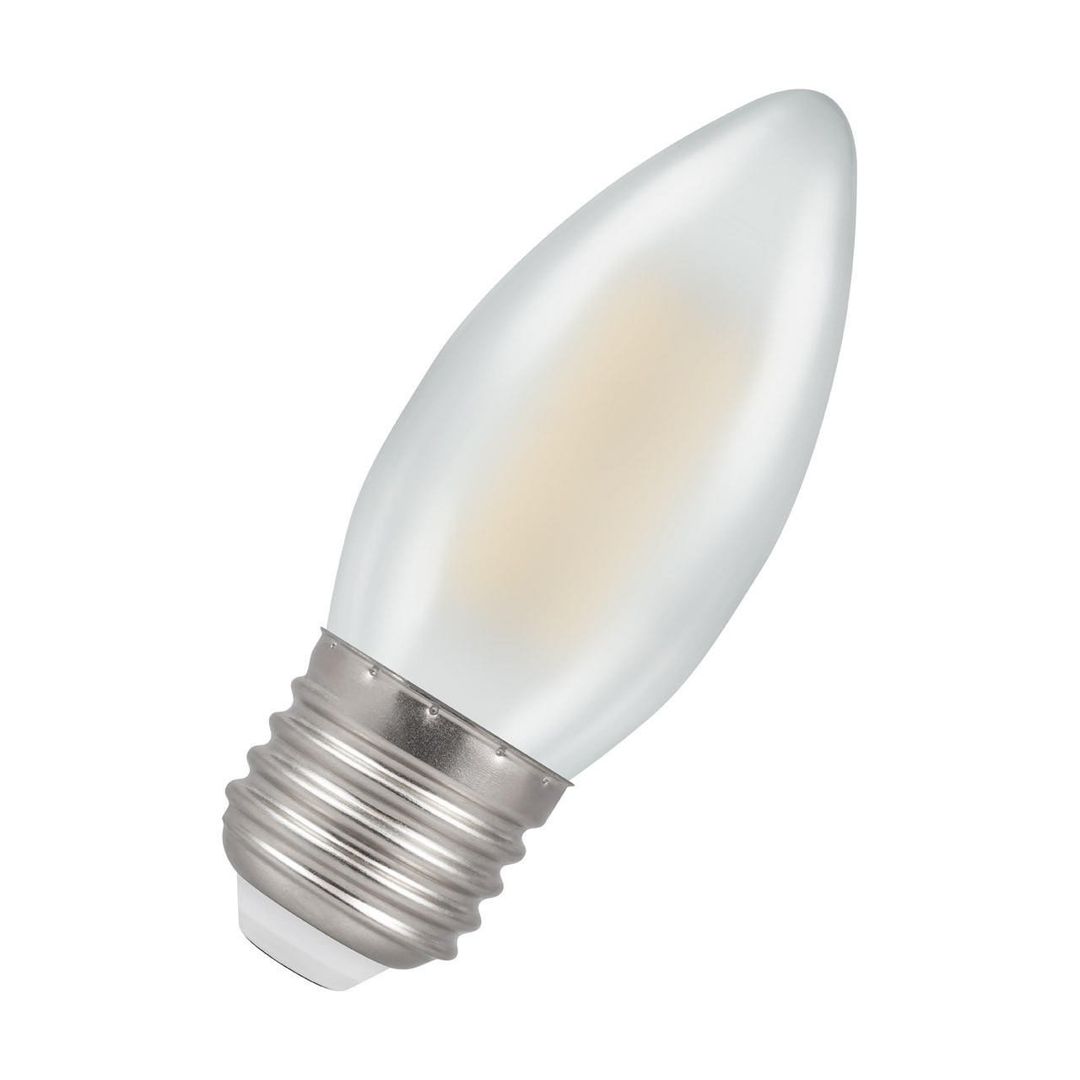 Crompton Candle LED Light Bulb E27 5W (40W Eqv) Dimmable Cool White Pearl Filament Screw Frosted - Image 1