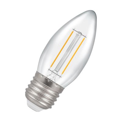 Crompton Candle LED Light Bulb E27 2.2W (25W Eqv) Warm White Clear Filament Screw