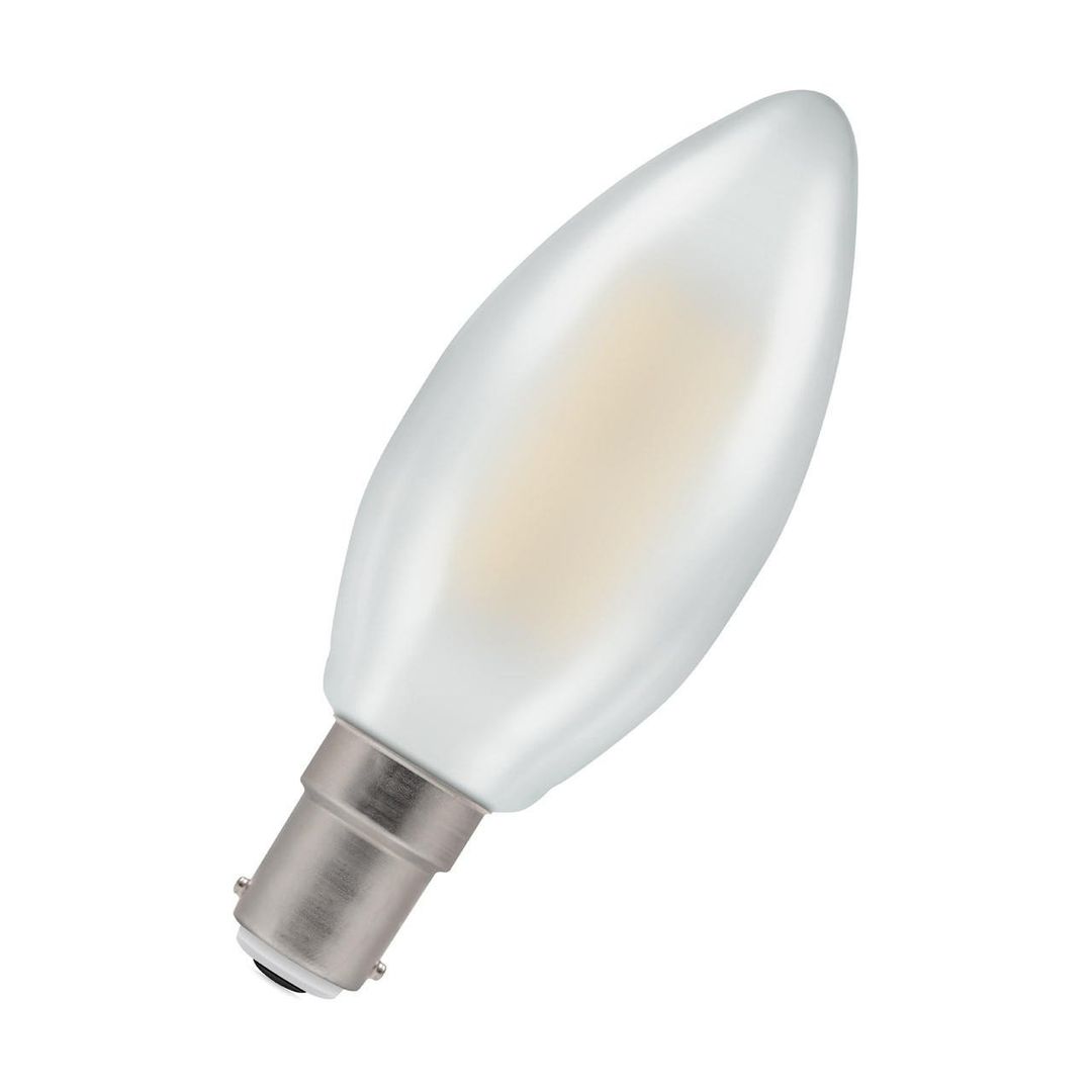 Crompton Candle LED Light Bulb B15 4.2W (40W Eqv) Warm White Pearl Filament Small Bayonet Frosted - Image 1