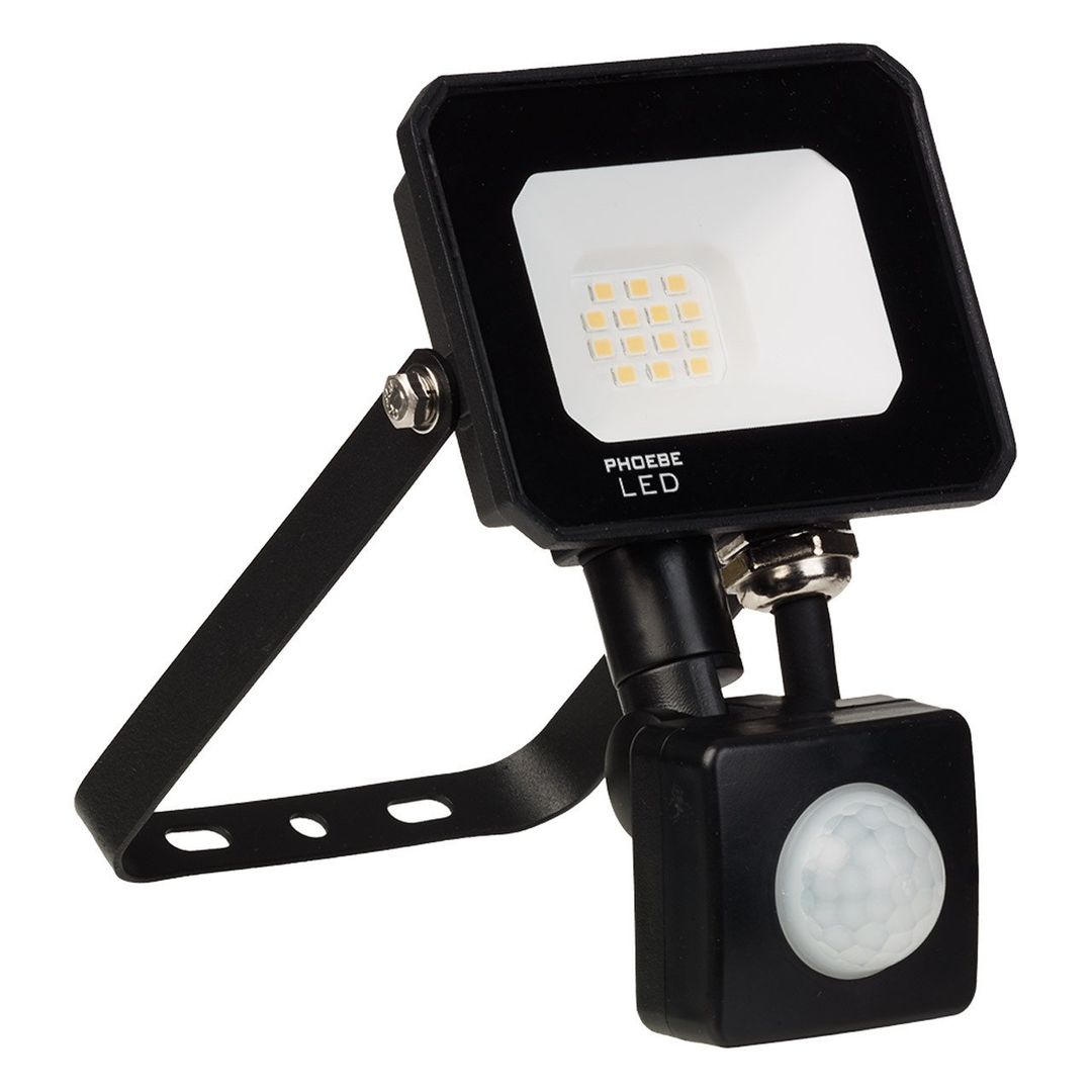 Phoebe LED Floodlight 10W Atlas-Mini PIR Sensor Warm White IP65 Black - Image 1