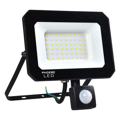 Phoebe LED Floodlight 50W Atlas-Mini PIR Sensor Cool White IP65 Black