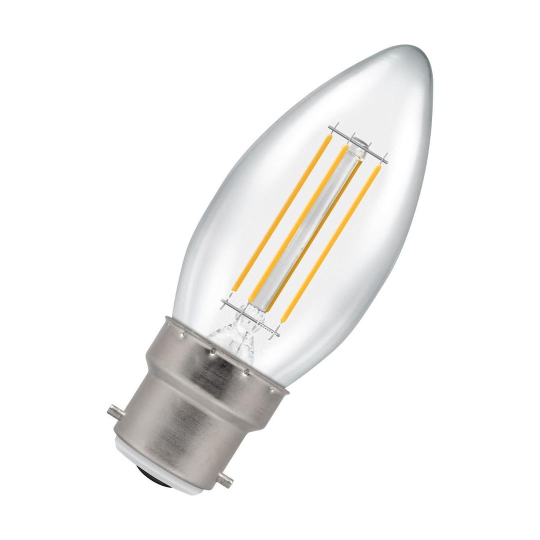 Crompton Candle LED Light Bulb B22 4.2W (40W Eqv) Dimmable Warm White Clear Filament Bayonet - Image 1
