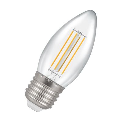 Crompton Candle LED Light Bulb E27 4.2W (40W Eqv) Dimmable Warm White Clear Filament Screw