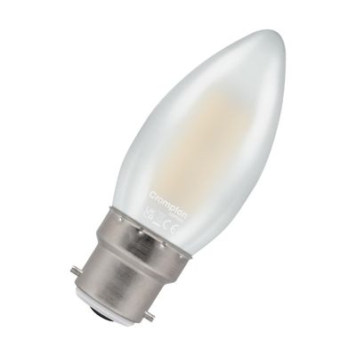 Crompton Candle LED Light Bulb B22 4.2W (40W Eqv) Dim Warm White Pearl Filament Bayonet Frosted