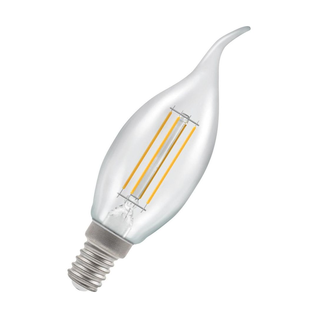 Crompton Candle LED Bent Tip Light Bulb E14 4.2W (40W Eqv) Dim Warm White Clear Filament Small Screw Chandelier Candelabra - Image 1